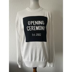 Opening Ceremony Sweater Women S Pullover Box Logo Knit Preppy Cool Weather FLAW